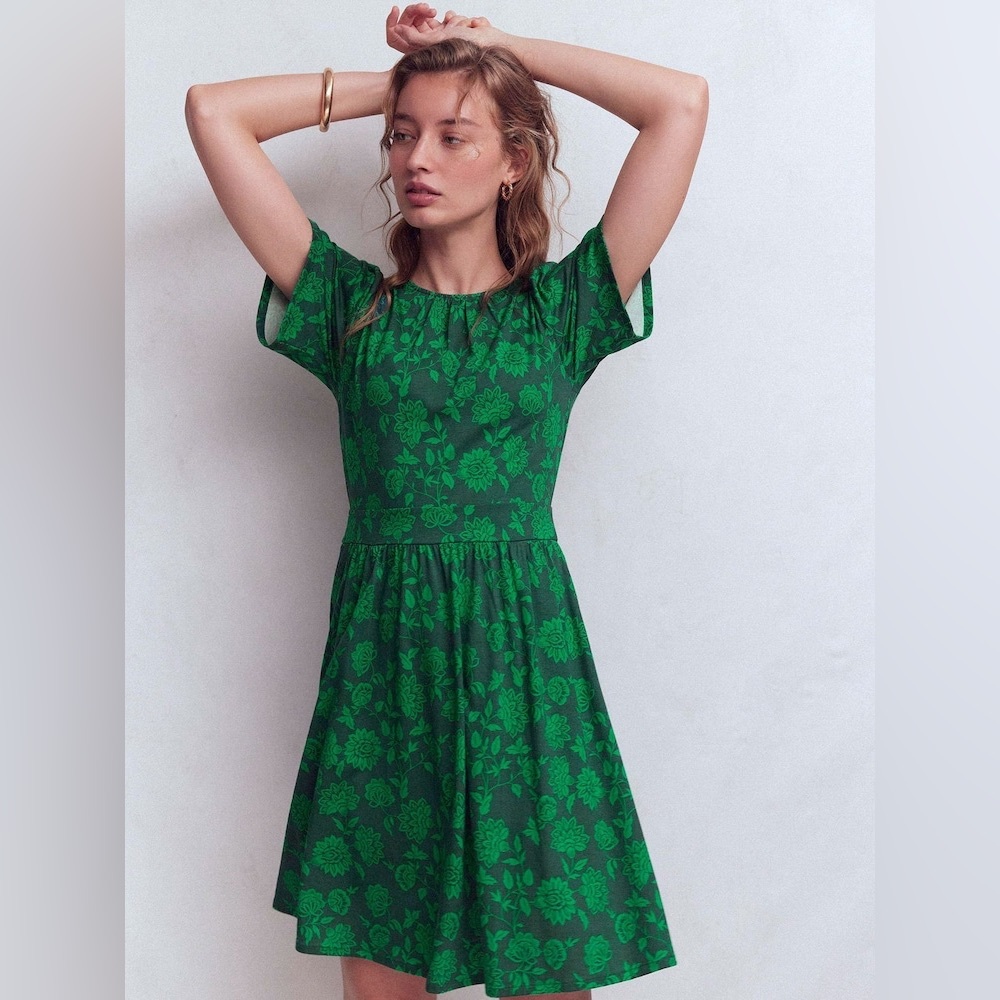 Boden Green Louisa Shirt Jersey Dress, Size 4P